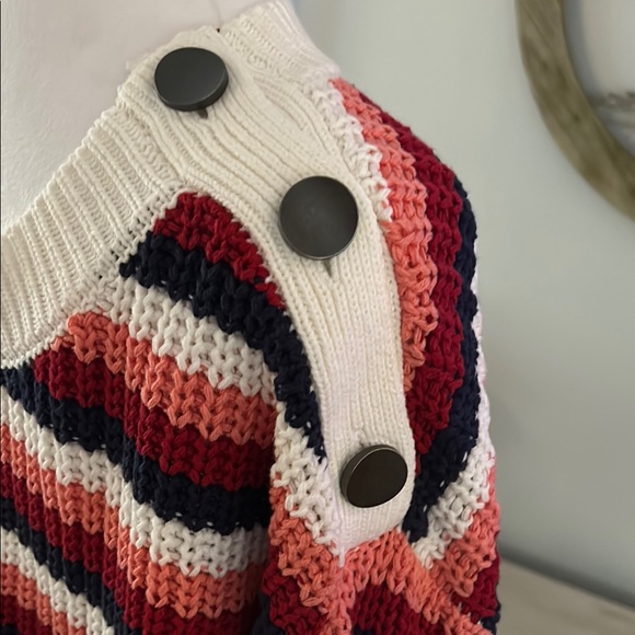 Striped Knit Sweater - Red, White, and Black - Picture 2 of 9